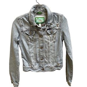 Hollister Jean Jacket Women’s Distressed Frayed Ripped Beach Festival Denim Jean